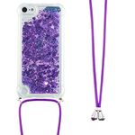 Necklace Phone Case for iPod Touch 5 / iPod Touch 6/7,iPod Touch 5 Cover,Glitter Bling Flowing Liquid Shiny 3D Moving Quicksand Cover with Necklace Cord Strap for iPod Touch 5,GS Purple Hearts