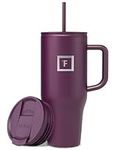 IRON °FLASK Co-Pilot 32 oz Insulated Tumbler with Straw & Flip Cap Lids - Cup Holder Bottle for Hot or Cold Drink - Leak-Proof, Double Walled - Water, Coffee Portable Travel Mug - Burgundy