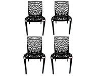 EVEREST MOLDED FURNITURE Web Series Outdoor Garden/Cafe/Home/Balcony Plastic Chair- (Set Of 4 Chairs) (Black)