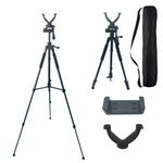 Rifle Shooting Tripod with 360° Swivel V-Bracket and Camera Tripod Mount Adapter with Aluminum Frame, Bubble Level, Adjustable Legs for Hunting, Shooting, Shooting and Outdoor Activities