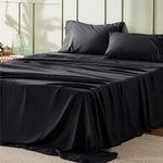 Bedsure Full Size Sheets Black - Soft Sheets for Full Size Bed, 4 Pieces Hotel Luxury Full Size Sheet Set, Easy Care Polyester Microfiber Cooling Bed Sheet Set