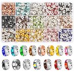 900 Pieces Rondelle Spacer Beads for Jewelry Making, 8mm Rhinestone Spacer Beads Crystal Bead Spacers for Bracelets, Focal Beads for Pen, 15 Colors