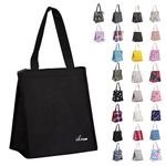 iknoe Lunch Bag Insulated Lunch Bags for Women Men Reusable Lunch Tote Portable Adult Thermal Large Lunch Cooler for Work Picnic Beach-Plain Black