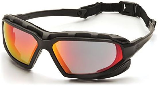 Pyramex Safety Highlander XP Eyewear, Black-Gray Frame/Sky Red Mirror Anti-Fog Lens