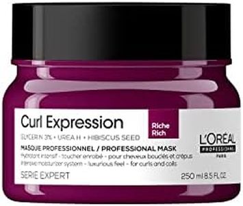 L'Oréal Professionnel, Masque Riche Hydratant Intensif, Cheveux Frisés / Crépus, Hydrate Intensément Sans Alourdir & Démêle, Cheveux Soyeux & Brillants, 250 ml