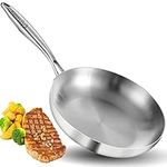 LOLYKITCH 12 Inch Tri-Ply Stainless Steel Frying Pan,Skillet,Induction Pan,Dishwasher and Oven Safe.（Removable Handle）