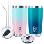 BOGI Tumbler, 20 oz Insulated Tumbler with Straw and Lids,Leakproof Coffee Cup Travel Mug,Double Wall Vacuum Stainless Steel Tumbler Durable Thermal Cup Keep Cold and Hot Drinks