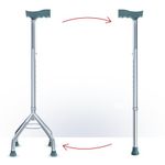 Antara AGEasy 2-in-1 Walking Stick | Interchangeable Base - 4 Leg & Single Leg | Lightweight Walking Support with Adjustable Height | Walking Cane for Men/Women, Patients, Old People
