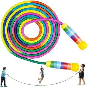 Springseil Lang, 5M Seilspringen für Mehrspieler, Gruppen Seil mit Holzgriff für Kinder und Erwachsene, Schule, Sport, Outdoor-Aktivitäten, Fitness Training