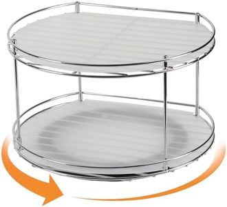 J JACKCUBE DESIGN 2 Tier Lazy Susan Turntable Cabinet Organizer - Rotating Spice Rack Storage Container - Medicine Storage Holder for Cabinets, Pantry, Fridge, Countertops - MK533A