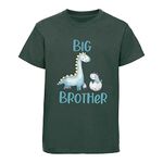 Big Brother Announcement Dinosaur T-Shirt for Boys – Sibling Announcement Shirt, Cotton Tee Bottle Green