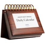 Global Printed Products Motivational & Inspirational Perpetual Daily Flip Calendar Self-Standing Easel (Woodgrain)