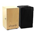 World Rhythm CAJ2-NT Cajon – Full Size Cajon Cahon Box Drum with Adjustable Snare, Padded Gig Bag and Cushion - Natural