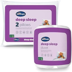 Silentnight Deep Sleep Double Duvet and Pillow Set - 10.5 Tog Duvet Quilt Ideal for Spring Summer Autumn Winter with Medium Support Pillows 2 Pack - Hypoallergenic and Machine Washable - Double