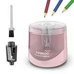 Zuukoo Electric Pencil Sharpeners, Battery Powered for Colored Pencils, High-Speed Operated Automatic & Manual Pencil Sharpener for Kids, Home School(Pink)