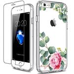 GiiKa iPhone 6 6s Case with Screen Protector, Clear Heavy Duty Protective Case Floral Girls Women Shockproof Hard PC Back Case with Slim TPU Bumper Cover Phone Case for iPhone 6s, Camellia