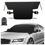 PEMOTech Windshield Cover for Ice and Snow, Thickened 600D Oxford Fabric Windproof Winter Frost and Ice with Side Mirror Covers, Windshield Snow Cover Includes Anti-Theft Straps for Cars Trucks SUV