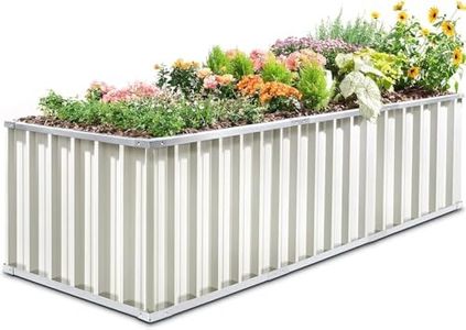 KING BIRD Galvanized Raised Garden Bed with 2 Installation Methods for DIY, 101" x 36" x 24" Heightened Planter Kit Box Outdoor for Deep-Rooted Vegetables, Flowers, Ivory