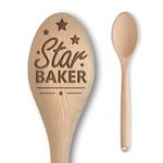 Star Spoon Baker Baking Off Winners Trophy Gift | Multiple Designs Available! | Baking + Cooking Competition Prize | Novelty Engraved Solid Beech Wooden Spoon (Style 1)