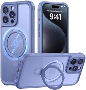 MOCCA Design for iPhone 15 Pro Case with Magnetic Invisible Stand [Full Camera Protection] [Compatible with Magsafe] Military Drop Shockproof Translucent Matte Phone Case Cover 6.1",Lavender Grey