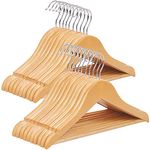 SONGMICS Wood Children’s Hangers, 20-Pack Kid’s Clothes Hangers, with Trousers Bar, Shoulder Notches, 360 Degree Swivel Hooks, 35 x 1.2 x 20 cm, Natural CRW006-20