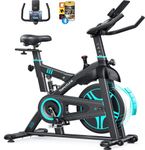 New Update Exercise Bike with APP, Shock Absorption Spin Bike, 0-100% Magnetic Resistance, Max 350 lbs,15kg Flywheel, LCD Display, Ultra-quiet Stationary Indoor Bikes for Home Gym
