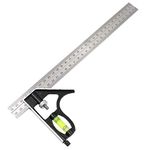 AASONS Stainless Steel 300mm Adjustable Engineers Combination Square Rule Right Angle Ruler Tool