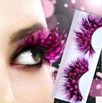 Dorisue Feather Eyelashes Blue and Pink Eyelashes With Peacock Butterfly Long Halloween Eyelashes Hot Pink Feather Eyelashes Mink Eyelashes Dramatic Costume eyelashes for Vegas Show Extra Extension fake feathers (5 Boxes/Pairs)