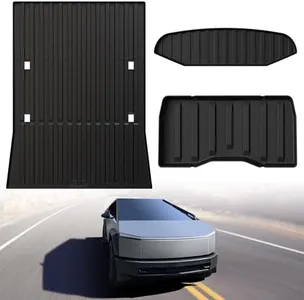 LASFIT Truck Bed Mat for Tesla Cybertruck 2024 2025 2023 6FT Bed Liner Car Accessories, Custom Fit TPE All Weather Pickup Cargo Liner Frunk Rear Sub Trunk Mat Set 3PCS