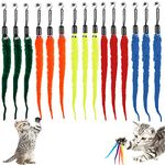 Cat Feather Toys 15pcs Cat Worm Toy Cat Wand Toy Replacement Refill Retractable Cat Wand Toys and Refills with Bells Interactive Catcher Teaser and Exercise Playing Toy for Kitten Or Cats