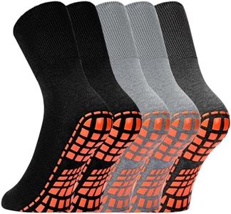 NOVAYARD 5 Pairs Non Slip Socks Hospital Diabetic Non Skid Socks Yoga Pilates Slipper Socks Men Women, Black+grey+dark Gray