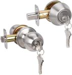 HOSOM Entry Door Knob and Single Cylinder Deadbolt Lock Set, Exterior Door Lock Set, Keyed Alike Entry Door Locksets with Deadbolt for Entrance and Front Door, Satin Nickel, 1-Pack