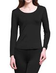 Paradise Silk Pure Silk Knit Women Underwear Long Johns Top Only[US10,Black]