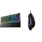 SteelSeries Apex 3 RGB Gaming Keyboard – 10-Zone RGB Illumination – IP32 Water Resistant – Premium Magnetic Wrist Rest & Rival 3 Gaming Mouse - 8, 500 CPI Truemove Core Optical Sensor