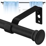 Curtain Poles, Curtain Poles for Eyelet Curtains 76 to 116 cm, 1.6 cm Adjustable Single Curtain Rods with Brackets for Patio, Sliding Glass Door, Living Room, Matte Black