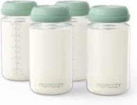 Momcozy Natural Baby Bottle, 300ml Wide-Neck Breast Milk Container, Breastmilk Storage Bottle for Fridge & Momcozy Breast Milk Cooler, BPA Free Milk Collection Bottles, Breastfeeding Essential, 4PCS