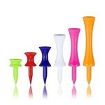 Zivisk Plastic Golf Tees Mixed Size Castle Tees Golf 120 Count 25mm, 32mm, 38mm, 51mm, 57mm, 70mm