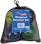 Champion Sports Weighted Training Baseball Set - Rubber Cork Core - Leather Cover - Set of 4 Balls - Graduated Weights - 9 to 12 oz - 9 Inch Diameter