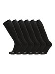 TCK Over the Calf Work Socks for Men and Women 9-11 10-13 13-15 Moisture Wicking Tall Cushioned Boot Socks 6-pack, Black, Medium