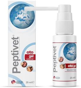 ICF | Peptivet OTO Gel Ear Cleaner Gel for Dogs & Cats | Antibacterial Anti-fungal Yeast Management | Red Itchy Skin Relief | Easy to Use | 25 ml