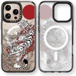 Rosarnnah Magnetic for iPhone 16 Pro Max Magsafe Case Cute - Durable Shockproof 6.6 ft Drop Impact Phone Case - Black Funny White Tiger Design for iPhone 16 Pro Max 6.9"