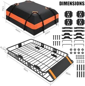 GarveeTech GarveeTech Roof Rack Cargo Basket 46"x36"x4.5" + Waterproof Cargo Bag 15 Cubic Feet, Combination Lock, 200 LBS Capacity, Universal Carrier for SUV, Truck, Perfect for Travel