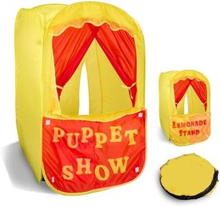 Playbees Puppet Show Pop-Up Play Tent w/Front Stage Toddler Playhouse Theater Pretend Play Tent Kids - Indoor & Outdoor Children Dramatic Furniture Swappable Velcro to Lemonade Stand w/Carry Bag