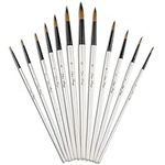 Paint Brushes, ASelected 12pcs Round Paint Brush Set for Watercolor Oil Acrylic Crafts Rock Face Painting (White)