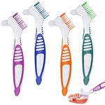 Caromoriber House 4Pcs Denture Brush Dual Head Toothbrushes, Portable Denture Brush with Soft Bristles and Dual Angled, Hard Denture Cleaning Brush for Denture Care Denture Toothbrush