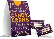 Guess How Many Candy/Corns Are In The Jar - Candy Guessing Game, Halloween Party Gamems, 1 Sign and 50 Game Cards, Baby Shower, Birthday Party -G001