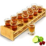 Shot Glasses Set 12pcs 30ml/1oz Shot Glass Tray Holder Organizer Straight Thick Base Clear Whiskey Tequila Glass Cups for Liqueurs Party Club Home Bar Drinking (Set of 12)