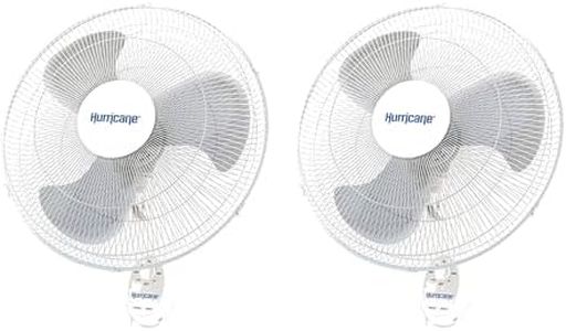 Hurricane Supreme 18 Inch 90 Degree Oscillating Indoor Wall Mounted 3 Speed Fan with Adjustable Tilt and Pull Chain Control, White (2 Pack)