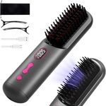 Cordless Hair Straightener Brush USB Rechargeable Heated Straightening Brush Hot Comb for Women Beard Straightener for Men(Black)