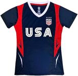 Icon Sports Official Licensed U.S. Soccer 4 Star USWNT Players Girls's Gameday Shirts Football Tee Top | Navy, Youth Large